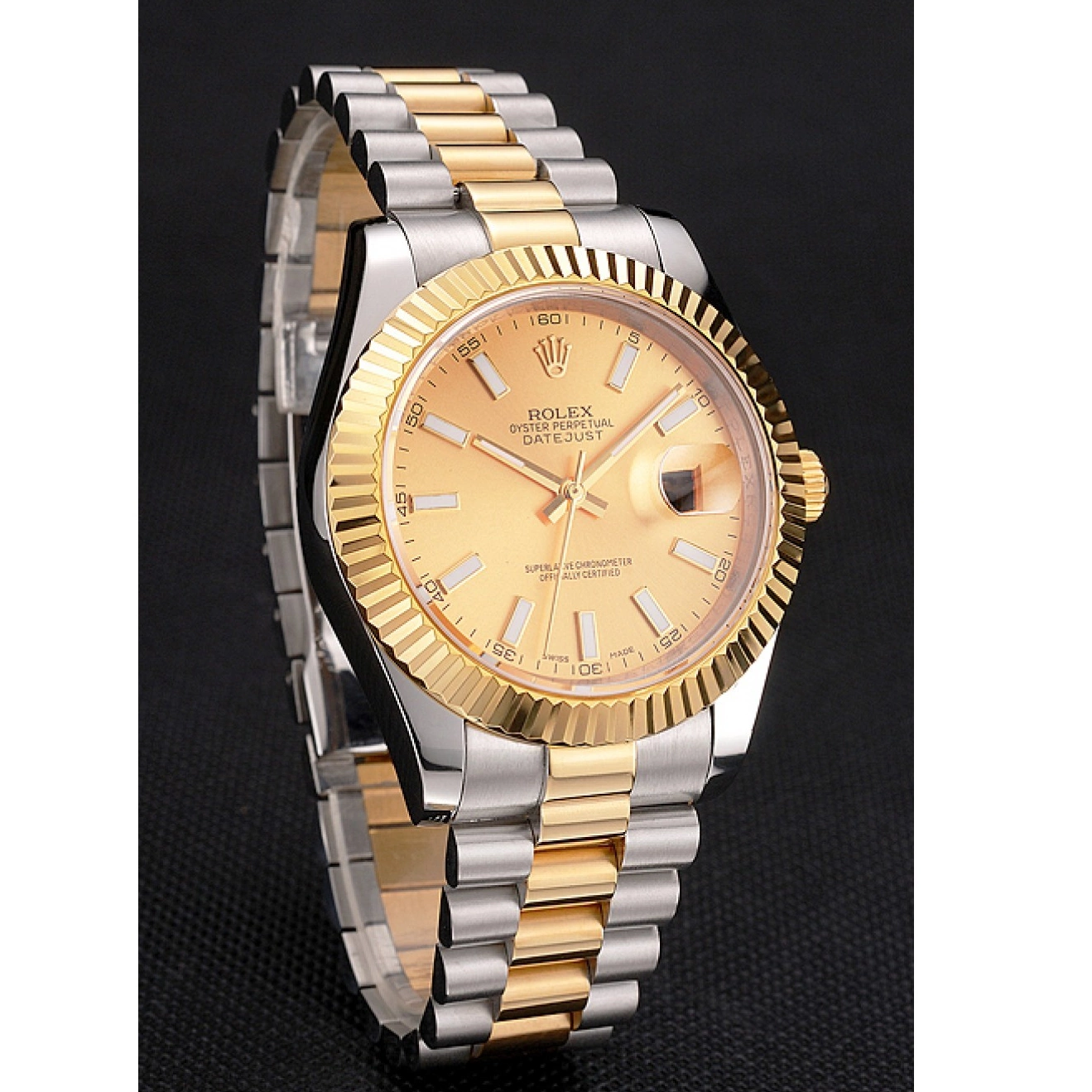 Aaa fake watches Dial Tone Gold Case Steel Bezel Bracelet Two Rolex Gold Datejust Swiss Stainless 0707